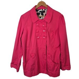 Sandro Sportswear Womens XL Pink Cotton Utility Jacket Leopard Print Lining Bold
